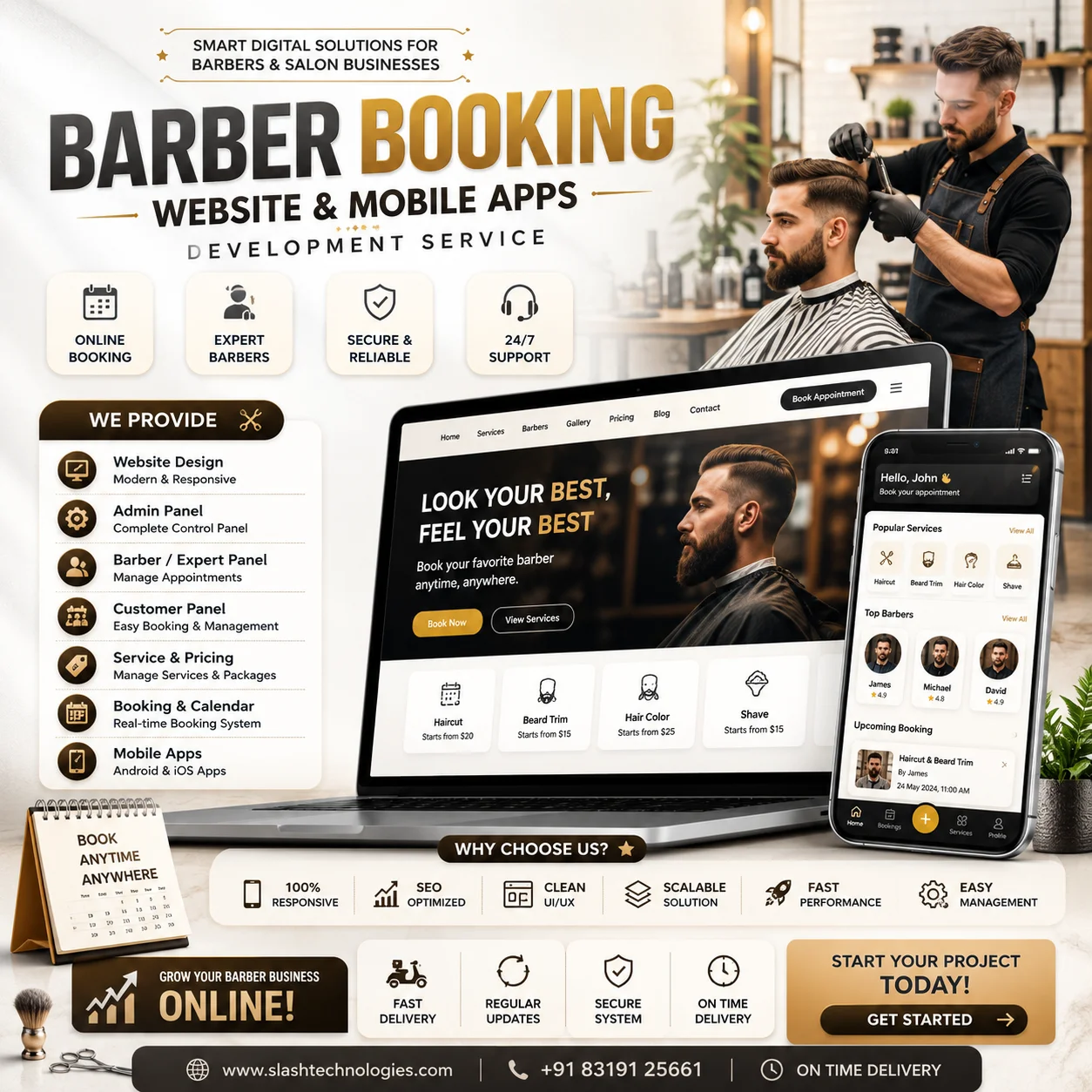 barber booking website development slash technologies