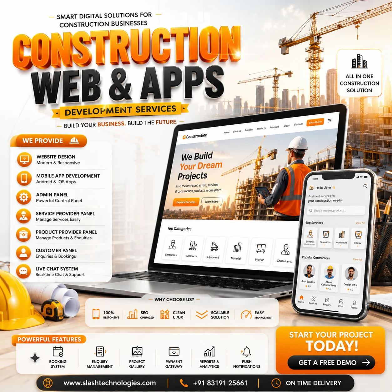 construction website development services