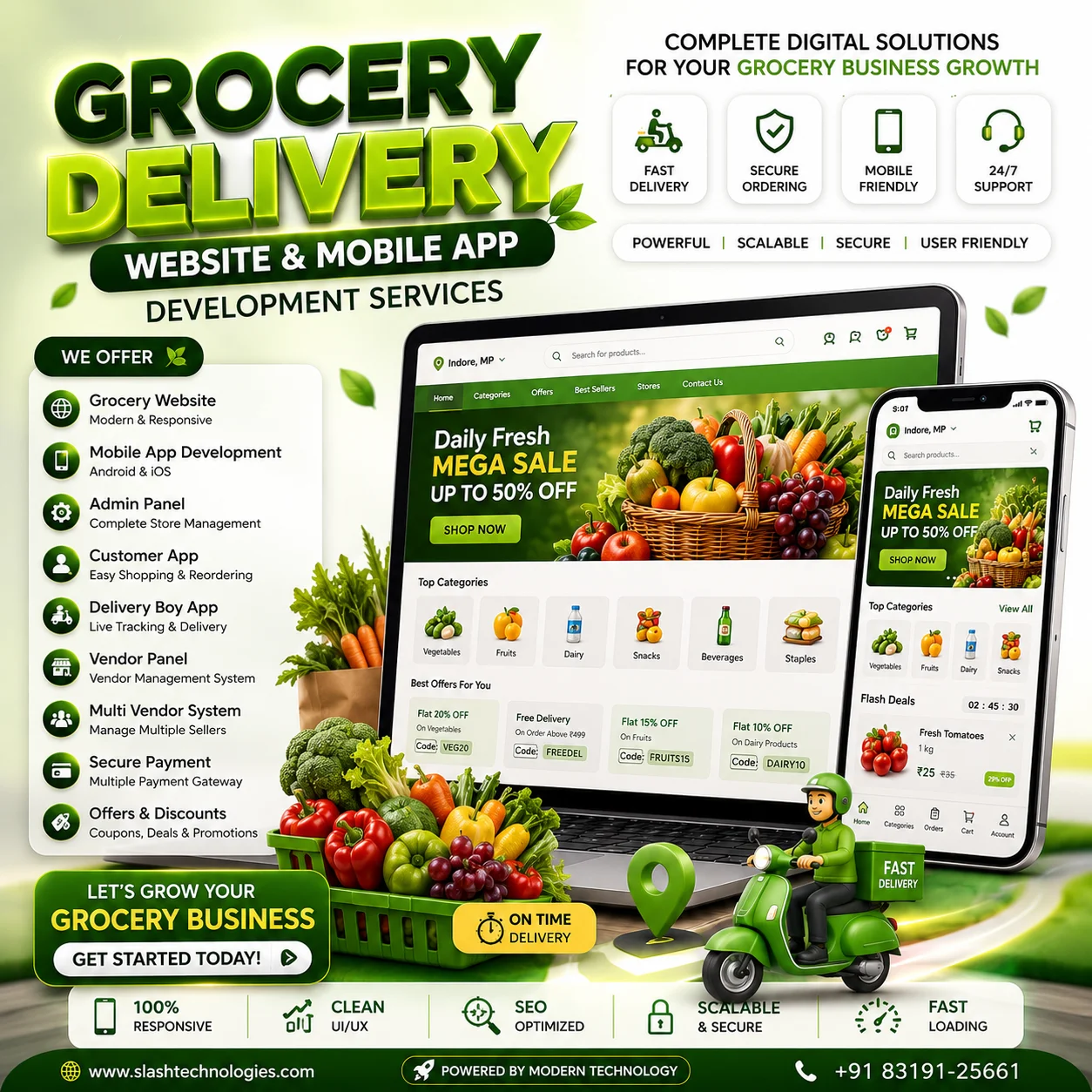 grocery delivery website and app development services